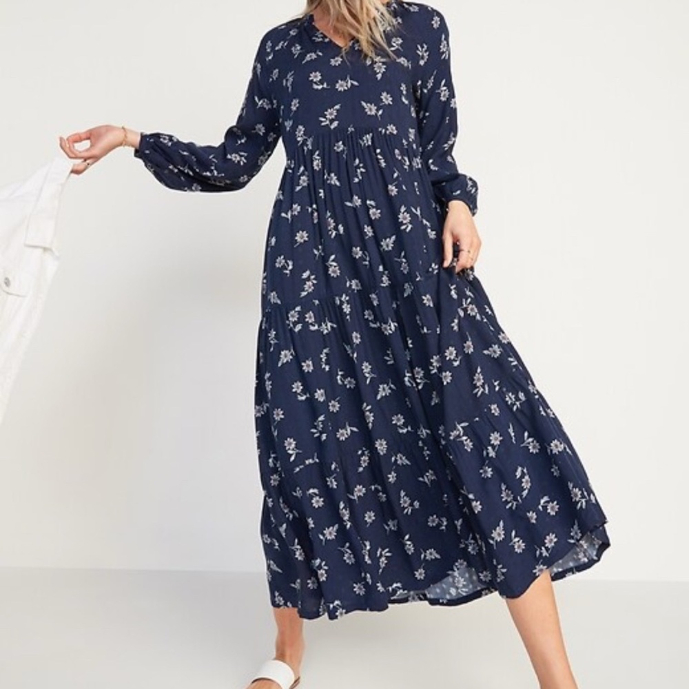 Floral Navy Blue Dress